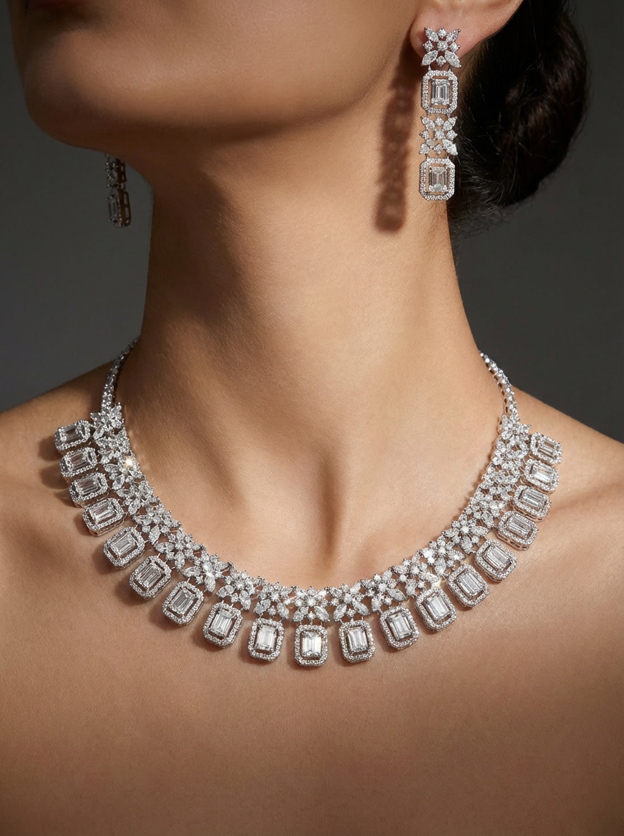 Emerald Cut Necklace Set