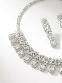 Emerald Cut Gemstone Necklace Set | Zeya Luxe Jewels