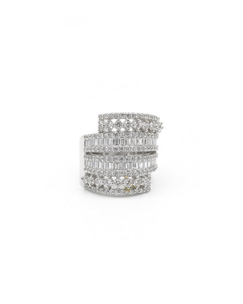 Dare to Sparkle Statement Silver Ring | Zeya Luxe Jewels