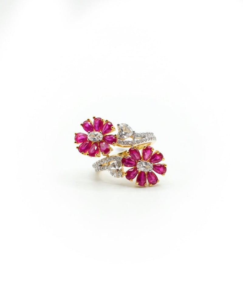 Floral Gemstone Silver Ring | Zeya Luxe Jewels
