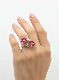 Floral Gemstone Silver Ring | Zeya Luxe Jewels