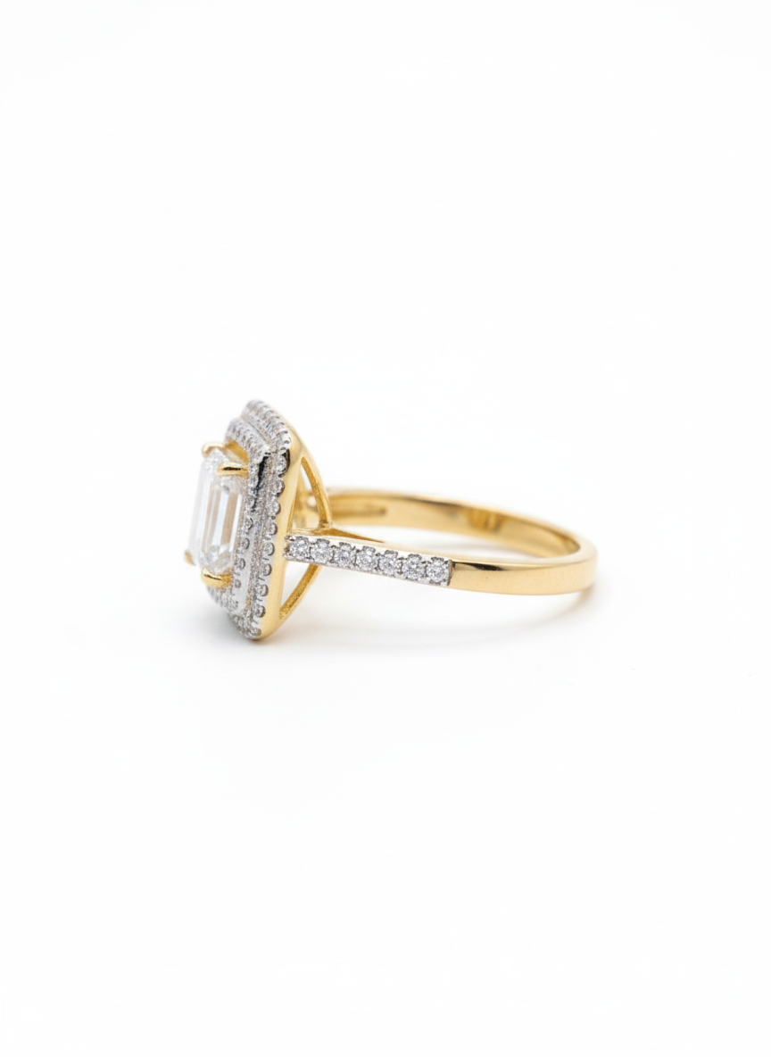 Emerald cut with double line