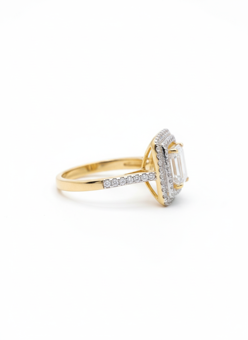 Emerald cut with double line