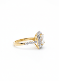 Emerald Cut Double Line Silver Ring | Zeya Luxe Jewels