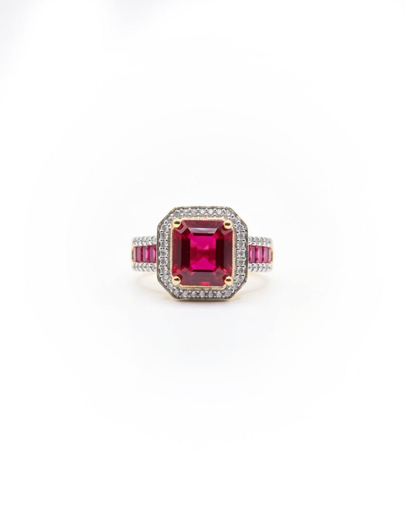 Classic Ruby Stone Silver Ring | Zeya Luxe Jewels