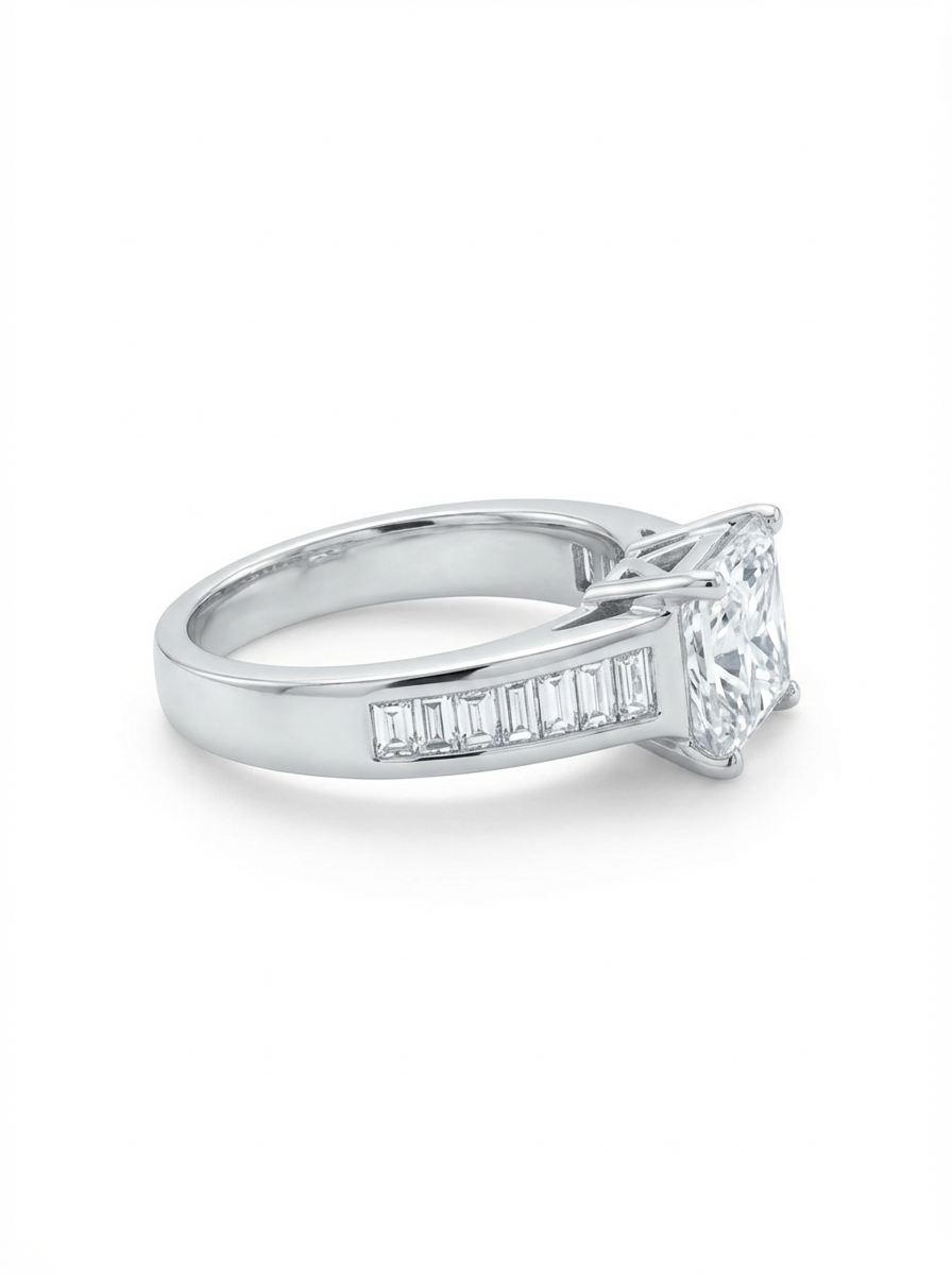 Princess cut rind with diamond