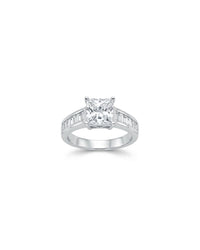 Princess Cut Diamond Silver Ring | Zeya Luxe Jewels