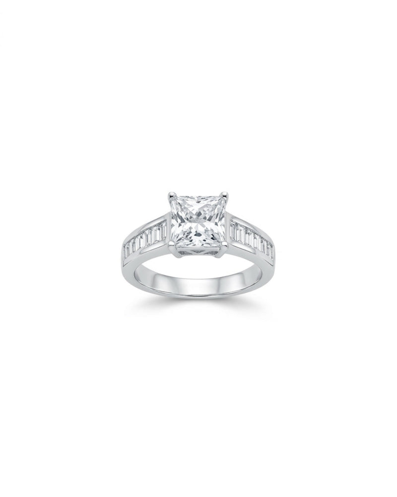 Princess Cut Diamond Silver Ring | Zeya Luxe Jewels