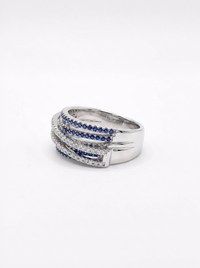 Royal Blue Cluster Diamond Silver Ring | Zeya Luxe Jewels
