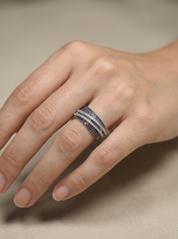 Royal Blue Cluster Diamond Silver Ring | Zeya Luxe Jewels