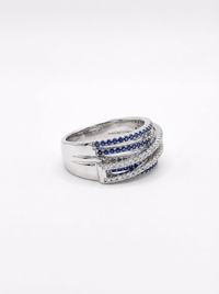 Royal Blue Cluster Diamond Silver Ring | Zeya Luxe Jewels