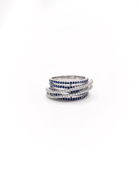 Royal Blue Cluster Diamond Silver Ring | Zeya Luxe Jewels