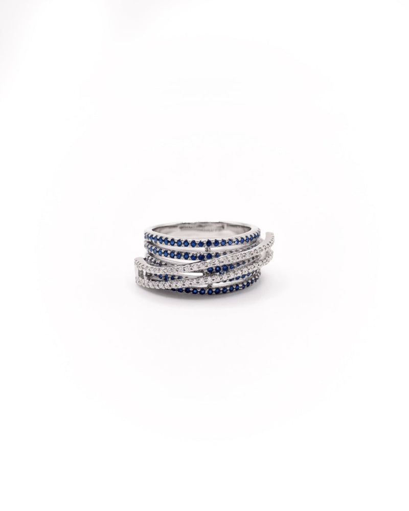 Royal Blue Cluster Diamond Silver Ring | Zeya Luxe Jewels