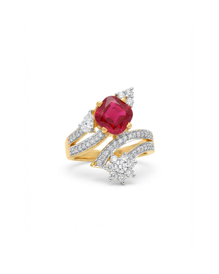 Ruby Stud Silver Ring | Zeya Luxe Jewels