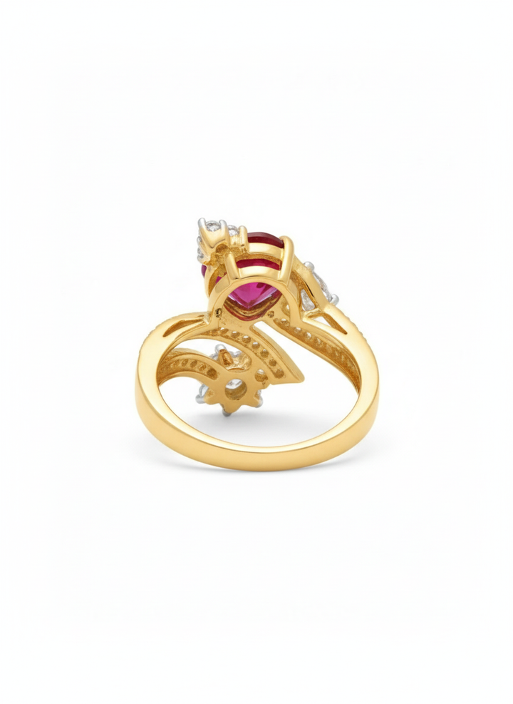 Ruby Stud Silver Ring | Zeya Luxe Jewels