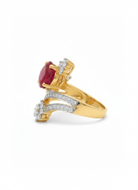 Ruby Stud Silver Ring | Zeya Luxe Jewels