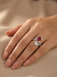 Ruby Stud Silver Ring | Zeya Luxe Jewels