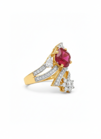 Ruby Stud Silver Ring | Zeya Luxe Jewels