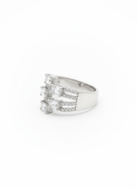 Alternate Lines Diamond Silver Ring | Zeya Luxe Jewels