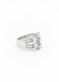Alternate Lines Diamond Silver Ring | Zeya Luxe Jewels