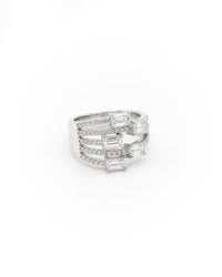 Alternate Lines Diamond Silver Ring | Zeya Luxe Jewels
