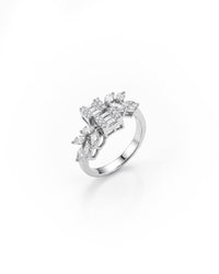 Alternate Leaf Gemstone Silver Ring | Zeya Luxe Jewels