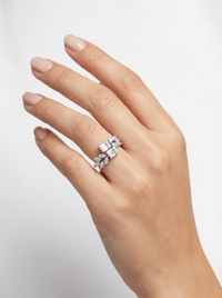 Alternate Leaf Gemstone Silver Ring | Zeya Luxe Jewels