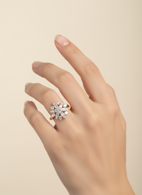 Gemstone Stud Silver Ring | Zeya Luxe Jewels