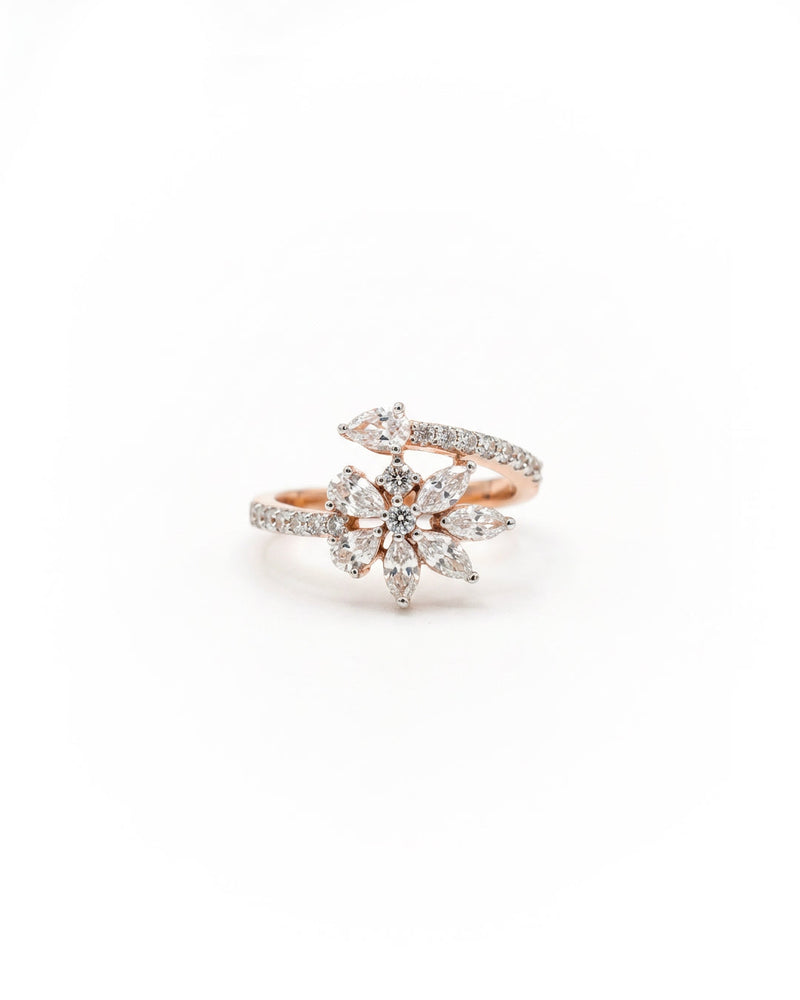 Flower Band Silver Ring | Zeya Luxe Jewels