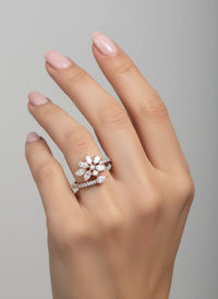 Flower Band Silver Ring | Zeya Luxe Jewels