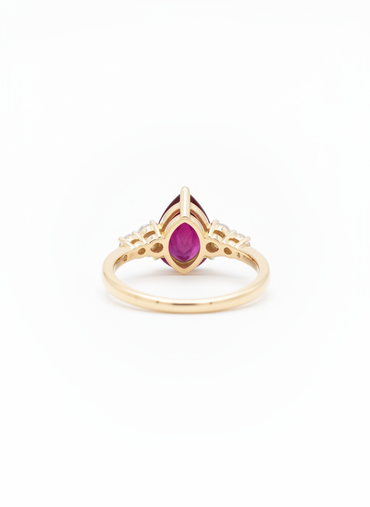 Ruby Pear Shaped Silver Ring | Zeya Luxe Jewels