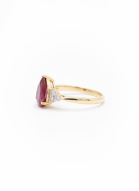 Ruby Pear Shaped Silver Ring | Zeya Luxe Jewels