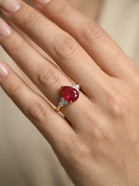 Ruby Pear Shaped Silver Ring | Zeya Luxe Jewels