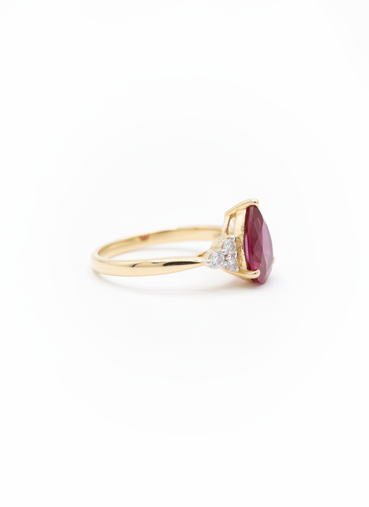 Ruby Pear Shaped Silver Ring | Zeya Luxe Jewels