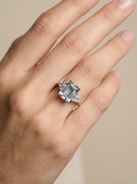 Blue Gemstone Stud Silver Ring | Zeya Luxe Jewels