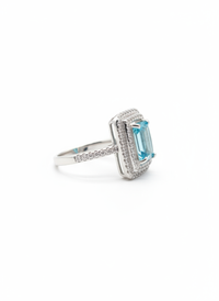 Blue Gemstone Double Line Silver Ring | Zeya Luxe Jewels