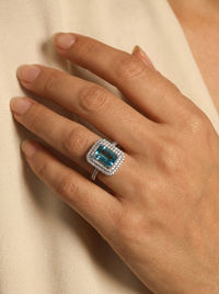 Blue Gemstone Double Line Silver Ring | Zeya Luxe Jewels