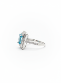 Blue Gemstone Double Line Silver Ring | Zeya Luxe Jewels