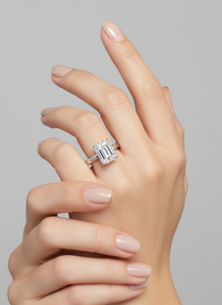 Emerald Stud Classic Silver Ring | Zeya Luxe Jewels