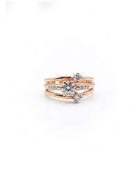 Triple Line Rose Gold Silver Ring | Zeya Luxe Jewels