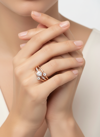 Triple Line Rose Gold Silver Ring | Zeya Luxe Jewels